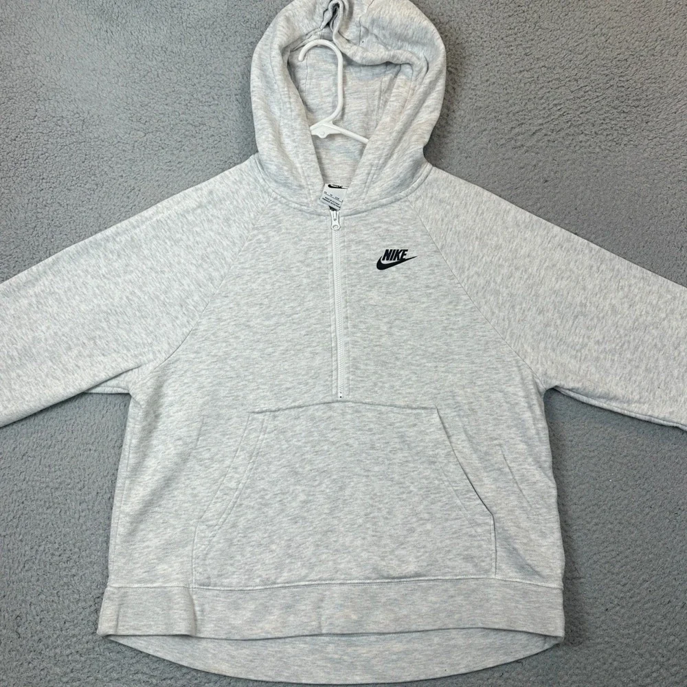 Nike Sportswear Hoodie Womens XS Quarter-Zip Heather Grey Pullover Sweatshirt